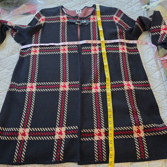 Anne Klein Jacket Women's 2X Black Red Tan Plaid Classic Career Preppy Old Money - Picture 11 of 12
